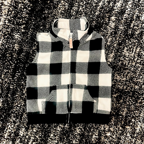 Carter's Other - CARTERS || Fleece Black + White Checkered Plaid Vest - SZ 6M